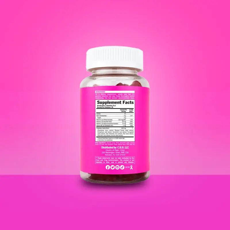 CBB Women's Gummies Pink -  Berry Flavored 1 Month Supply