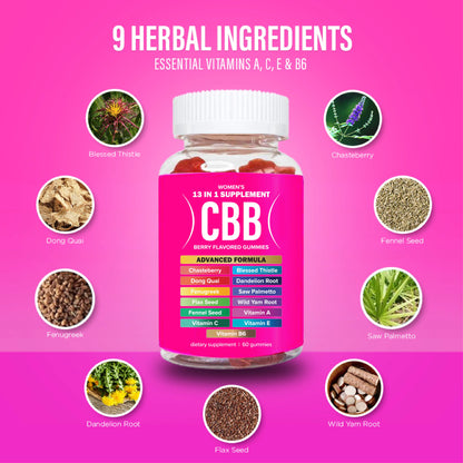 CBB Women's Gummies Pink -  Berry Flavored 1 Month Supply